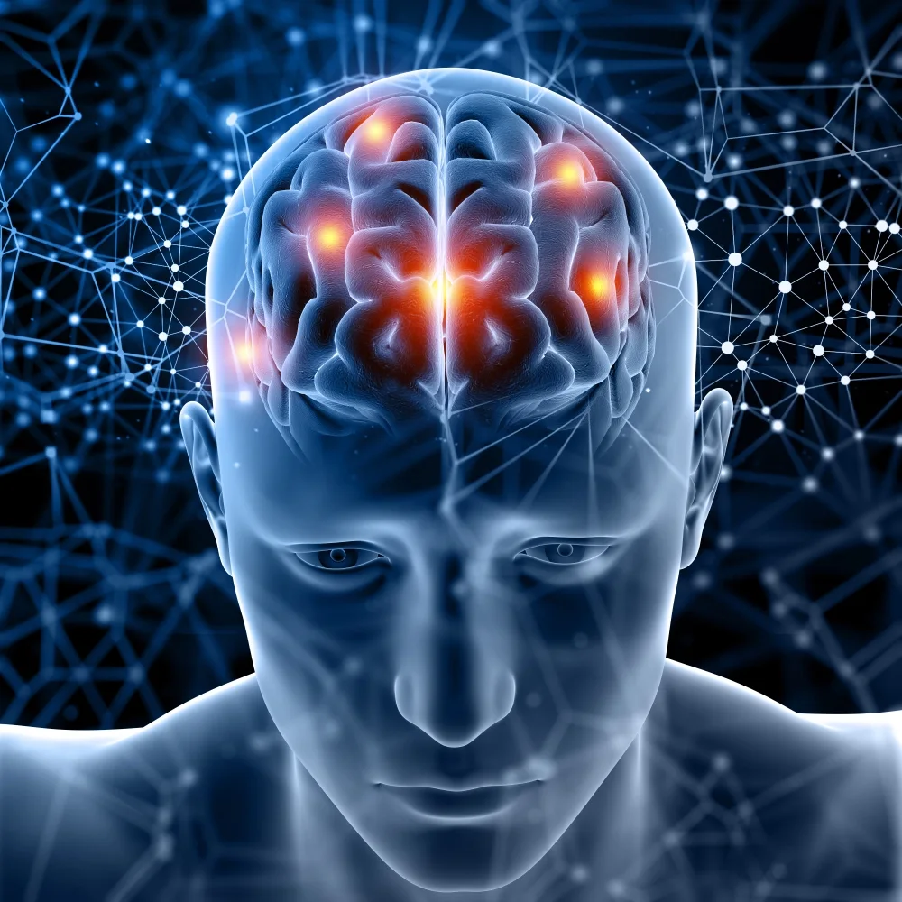 A glowing brain illustrating cognitive activity