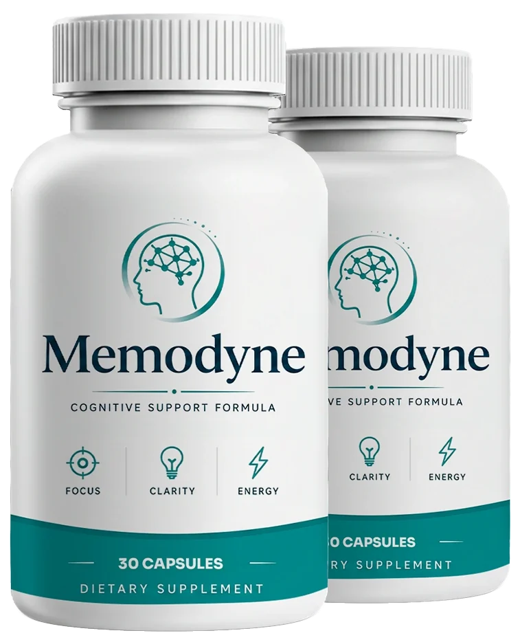 The Memodyne two-bottle pack: 2 bottles, front labels showing
